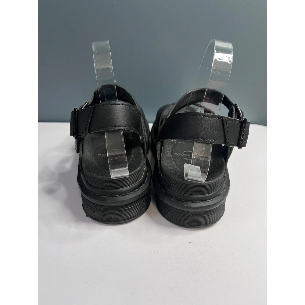 Dr. Martens Voss Black Hydro Leather Platform Sandals Womens 9 Adjustable Straps